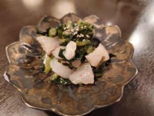 野沢菜と白身